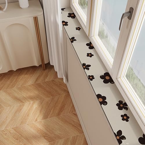 Fensterbank Matte Blumenmuster-Design Fensterbankauflage, Bequeme Balkon-Wasserschutzmatte für Fensterbänke, Schmale Dekorauflagen für Innenmöbel, Pflegeleicht(Style B,110x40cm (43 1/4"x15 3/4")) von Dailify