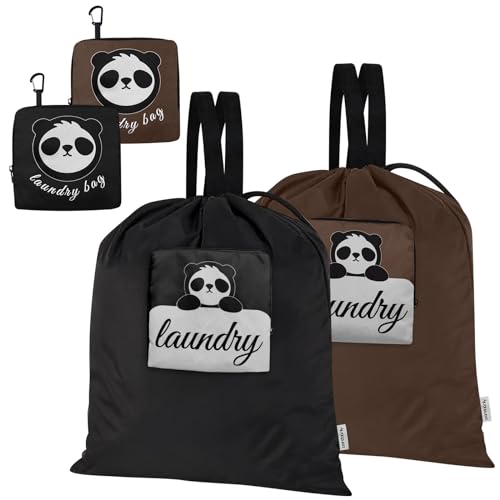 pandaonly 2 Packs Wäschetaschen, 54 * 53CM Waschtasche mit 2-Fach-Taschen, dickere Griffbänder Reise-Wäschetasche, wiederverwendbare große Wäschetaschen für schmutzige Kleidung Gym Beach Camp von Daily Treasures