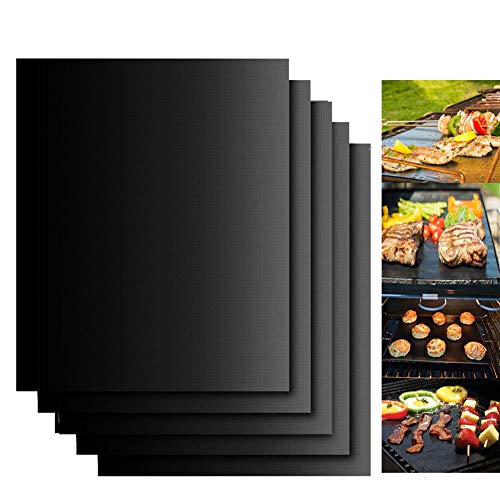 Dailyart BBQ Grillmatte (5er Set) Antihaft Grill-und Backmatte Wiederverwendbar PFOA-Frei Teflon Grillmatten für Gasgrill, Holzkohle - Perfekt für Fleisch, Fisch und Gemüse, 40x33 cm von Dailyart