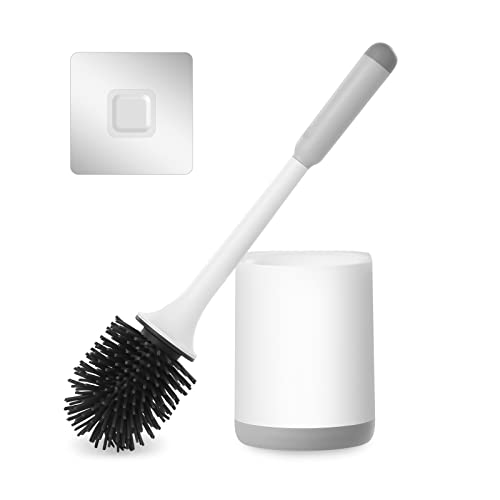 Dailyart Klobürste Silikon, Toilettenbürste und WC Bürste Silikon Wandmontage und Toilet Brush mit Schnell Trocknendem für Badezimmer Weißv von Dailyart