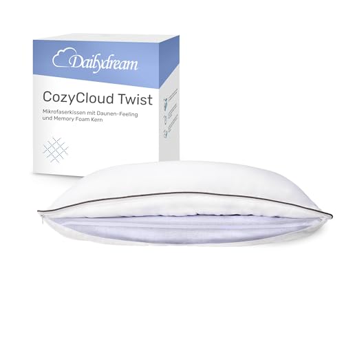 Dailydream CozyCloud Twist Mikrofaserkissen und Memory Foam Kissen zum Wenden, 65 x 45cm von Dailydream