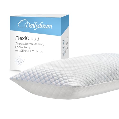 Dailydream FlexiCloud Nackenstützkissen mit SENSICE, Memory Foam, Anpassbare Kissenfüllung, 80x40cm, weiß von Dailydream