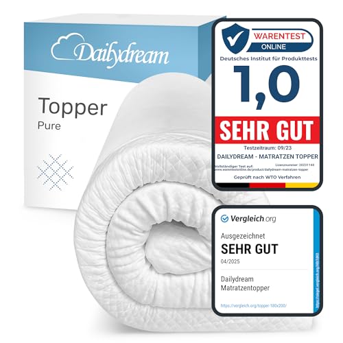 Dailydream Matratzen Topper 80x200cm | Memory Foam | 3,5cm hoch | Edition Standard, Model S | Zertifiziert & ergonomisch für unbequeme Matratze, Boxspringbett & Gästebett | Mattress Topper 80x200 von Dailydream