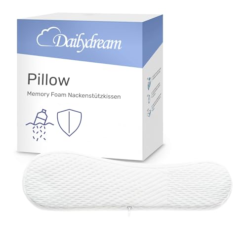 Dailydream SnuzzleCloud Memory Foam Kissen, ergonomisches Nackenstützkissen, 60x40x9/11 cm, Weiß von Dailydream