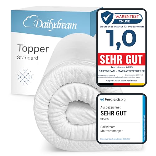Dailydream Matratzen Topper 100x200cm | Memory Foam | 5cm hoch | Edition Standard, Model M | Vergleichssieger | Zertifiziert & ergonomisch für unbequeme Matratze & Gästebett | Mattress Topper 100x200 von Dailydream