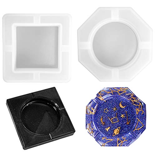 Daimay 2 Stück Harzgussformen für Aschenbecher Ashtray Silikonform Gießform Resin Form Set DIY Epoxid Kunstharz Schimmel Silikon Harz Casting Kit Quadratische Rhambus Mittel Kunstharz Formen von Daimay