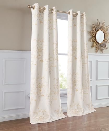 Raumverdunkelungsvorhänge für Schlafzimmer und Wohnzimmer, 2-teiliges Set, 96,5 x 213,4 cm (193 cm breit insgesamt), Lichtkontrolle und Privatsphäre, halbverdunkelt, maschinenwaschbar, Stahlösen von Dainty Home