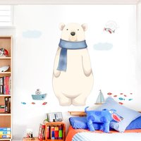 Teddybär Wandsticker, Weißer Bär Kinderzimmer Klebeaufkleber, Schale Und Stock Aufkleber, Wandtattoi, Baby Junge Deko von DaintyBuds