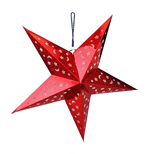 Dairyshop Pentagramm Lampenschirm Papier Stern Laterne Hängender Stern bunt für Weihnachtsdekoration 30cm/45cm/60cm (30cm, Rot) von Dairyshop