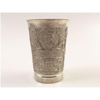 Zinn Becker Zinnbecher Schnapsglas Graviert Ganz Deutschland I015 von DaisyLaneAntiques