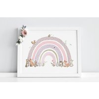 Kinderbild, Babyzimmer Wandkunst, Mädchenzimmer Dekor, Rosa Regenbogen Bild, Und Mauve, Lockdown Baby Geschenk, Geschenk von DaisyandBump