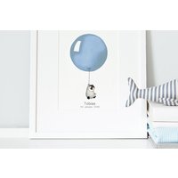 Marine, Ungerahmt Ballondruck, Pinguin Illustration, Pastell Jungen Kinderzimmer Kunst, Baby Boy, Archival Print, Uk Kunst von DaisyandBump