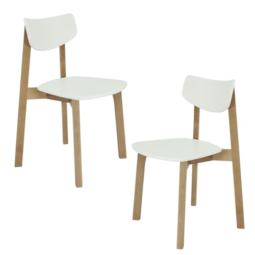 Daiva Casa 2er-Set Holzstühle - Vega - Stuhl mit Sitz und Rückenlehne aus Holz, weiß-braun - Moderne skandinavische Möbel für Küche, Esszimmer, Wohnzimmer usw.… von Daiva Casa