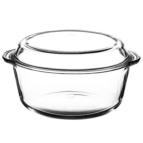 AMBITION Deckel Excellent 24 cm Glastopf Auflaufform feuerfestes Gefäß Glaskochgeschirr Ofenform Brat – Backbreater rund transparent, 27x24x13,5, 74822 von Dajar
