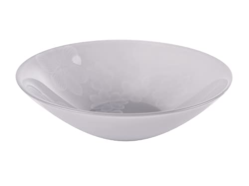 AMBITION Salatschale Glas 16,5 cm Frühstückschale Hartglas Geschirr mit Blumen Dekor grau mit Blumen Flower Grey von Dajar