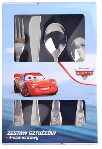 CARS - Besteck-Set mit Prägung, 4-teiliges Kinder-Besteck aus rostfreiem Edelstahl, Ess-Besteck mit Messer, Gabel, Suppen-Löffel und Dessert-Löffel, spülmaschinengeeignet von Cars