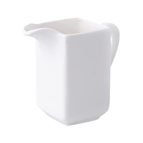 AMBITION Milchkanne Porzellan 210 ml Porto Milchkännchen weiß Sauciere mit Henkel eckig modern von Dajar