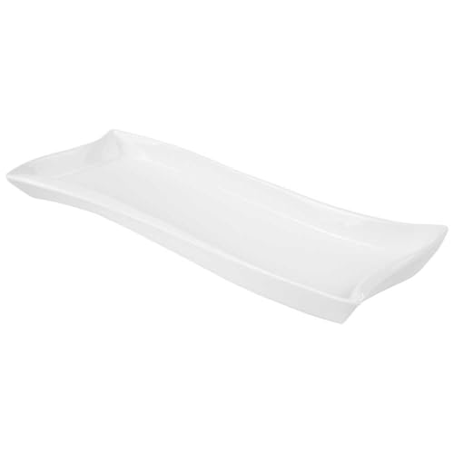Dajar AMBITION Servierplatte schmal lang 30 x 11 cm Salsa Welle Servierteller weiß aus Porzellan leicht geschwungen Spülmaschine & Mikrowelle 1 Stück von Dajar