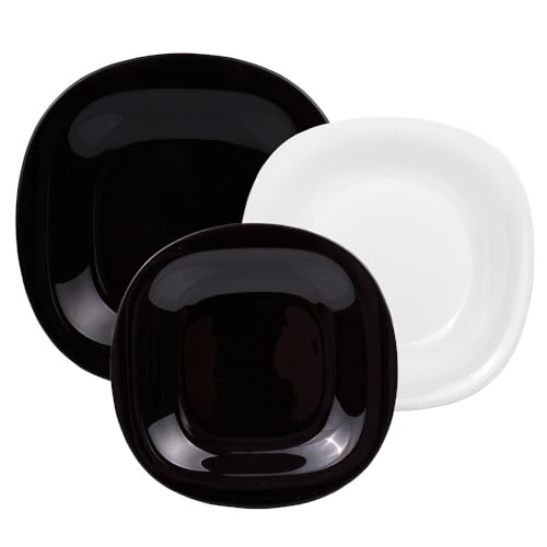 Dajar Tafelservice, Glas, Weiß/Schwarz, 27,5 x 16,5 x 27,5 cm, 18-Einheiten von Luminarc