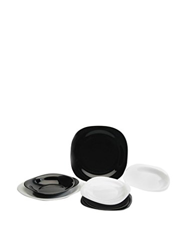 Dajar Tafelservice Hartglasgeschirr Tafelset, Essservice, Glas, Weiß, schwarz Carine Neo 18-TLG. LUMINARC von Dajar
