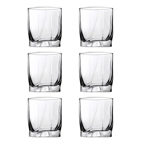 PASABAHCE Whisky Gläser 6er Set Luna 368 ml Trinkgläser Gläser Set Wasser Spülmaschinenfest transparent von Dajar