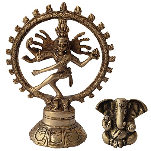 DakshCraft Tanzen Shiva Natraj Messing-Statue-Skulptur, mit kleinen Ganesha als Geschenk von DakshCraft