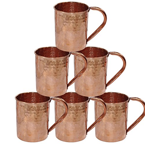 Dakshcraft ® Trinkgefäße Zubehör Hammered Copper Moscow Mule-Becher, Set aus 6 Tassen von DakshCraft