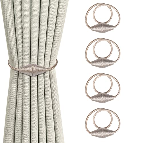 Dalababa 4 Stück Magnetische Vorhang Raffhalter, Gardinen Halter mit Magneten, Vorhangschnalle Raffhalter für Vorhänge Gardinenhalter, für Zuhause Büro Café Dekoration, Beige von Dalababa