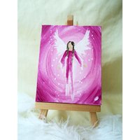 Hand Gemaltes Engel Minibild Rosa Inkl. Staffelei Hand Gemaltes Engel Minibild Rosa Inkl. Staffelei von DalayaArt
