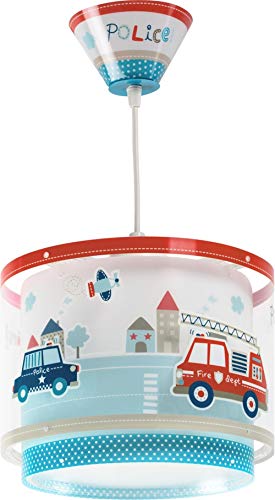 DALBER Kinderleuchte Pendelleuchte POLIZEI Deckenleuchte Kinderzimmer Kinderlampe, Blau, 26.5 x 26.5 x 21 cm von Dalber