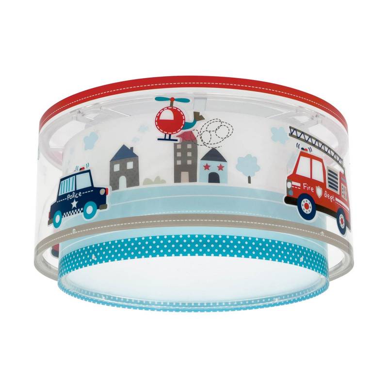 Dalber Deckenleuchte Lampe Police Blau Weiß Kunststoff ø 33 Cm E27 Kinderzimmer B-Ware von Dalber
