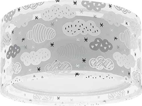 Dalber Deckenlampe kinderzimmer, Deckenleuchte für Kinder Clouds Wolke Grau, Deckenlampe Kinderzimmer, 41416E, E27 von Dalber