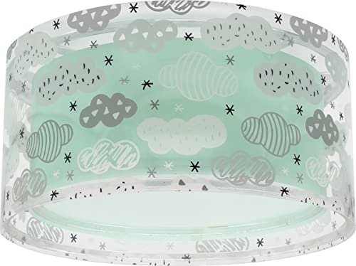 Dalber Deckenlampe kinderzimmer, Deckenleuchte für Kinder Clouds Wolke Grün, Deckenlampe Kinderzimmer, 41416H, E27 von Dalber