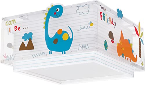 Dalber Deckenleuchte für Kinder Dinos Dinosaurier Tiere, Deckenlampe Kinderzimmer, 73456, E27 von Dalber