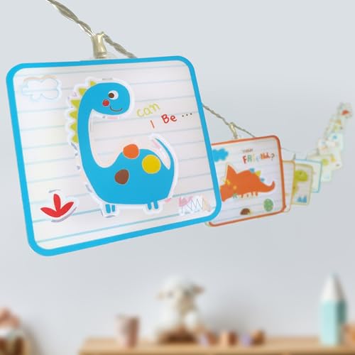 Dalber - Dinosaurier Lichterkette Nachtlicht - Stromversorgung über USB für den Innenbereich - Baby Nachtlicht - 2A Dual-USB-Netzteil im Lieferumfang enthalten - 3 Intensitäten - 12 LEDs - Dinos von Dalber
