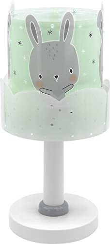 Dalber Kinder Tischlampe Nachttischlampe kinderzimmer Baby Bunny Kaninchen grün, 61151H, E14 von Dalber