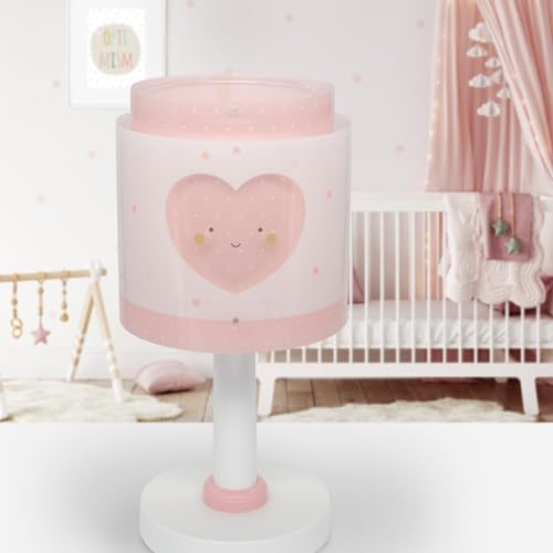 Dalber Kinder Tischlampe Nachttischlampe kinderzimmer Baby Dreams Herz Rosa, 76011S, E14 von Dalber