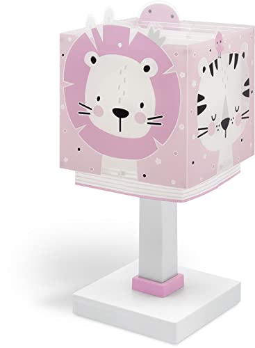 Dalber Kinder Tischlampe Nachttischlampe kinderzimmer Baby Jungle Urwald Tiere Dschungeltiere Rosa, 63111S, E14 von Dalber