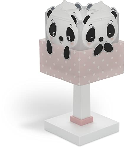 Dalber Kinder Tischlampe Nachttischlampe kinderzimmer Panda tiere Pandabär Rosa, 63161E, E14 von Dalber