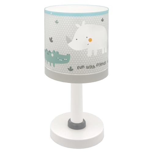 Dalber Kinder Tischlampe Nachttischlampe Rhino & Croco Nashorn und Krokodil, Weiß von Dalber