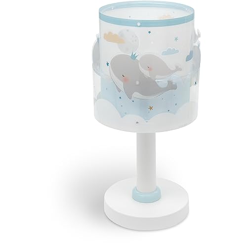 Dalber Kinder Tischlampe Nachttischlampe kinderzimmer Whale Dreams Wale Blau Tiere, 61171T, E14 von Dalber