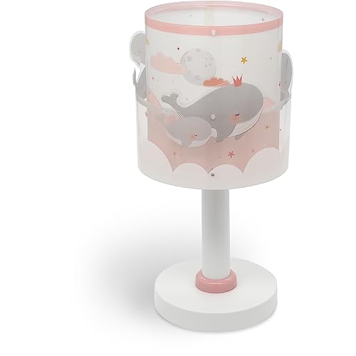 Dalber Kinder Tischlampe Nachttischlampe kinderzimmer Whale Dreams Wale Rosa Tiere, 61171S, E14 von Dalber