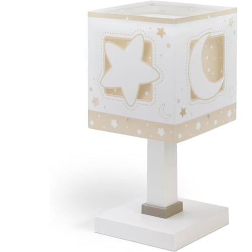 Dalber Kinder Tischlampe Nachttischlampe kinderzimmer Mond und Sterne MoonLight Beige, 63231B, E14 von Dalber