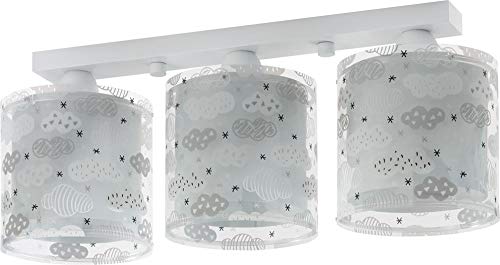 Dalber Kinderlampe Deckenleuchte,Kinderzimmer Deckenlampe 3 Lichter Clouds Wolken Grün Clouds Wolken Grau kinderzimmerlampe, 51 x 15 x 20.5 cm von Dalber