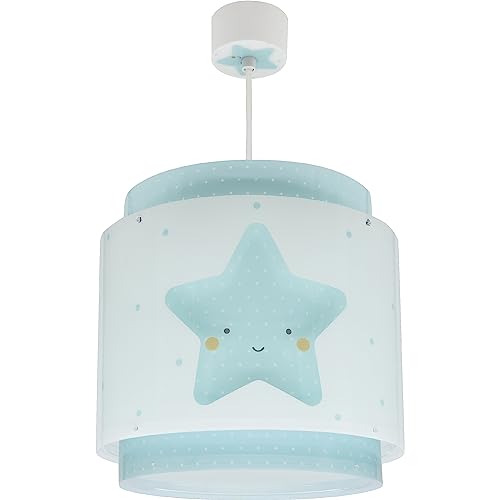Dalber Lampe kinderzimmer, kinderlampe Pendelleuchte Hängelampe, Deckenleuchte Kinder, Deckenlampe kinderzimmer Baby Dreams Stern Blau, 76012T, E27 von Dalber