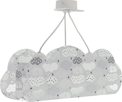 Dalber Lampe kinderzimmer, kinderlampe Pendelleuchte Hängelampe, Deckenleuchte Kinder, Deckenlampe kinderzimmer Cloud Wolke Grau, Deckenlampe Kinderzimmer, 41410E, E27 von Dalber