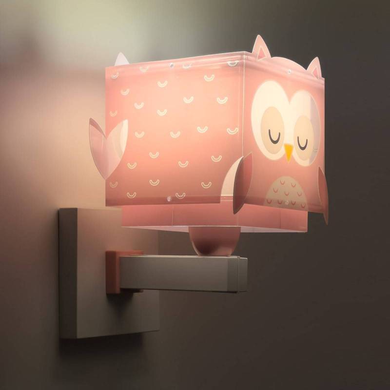 Dalber Wandleuchte Little Owl mit Stecker, rosa, E27 von Dalber