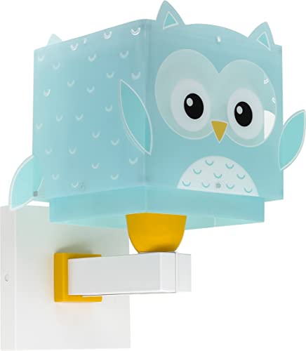 Dalber kinder Wandlampe, Kinderlampe Wandleuchte Little Owl Eule Tiere, kinder zimmer leuchte lampenschirm, Türkis von Dalber