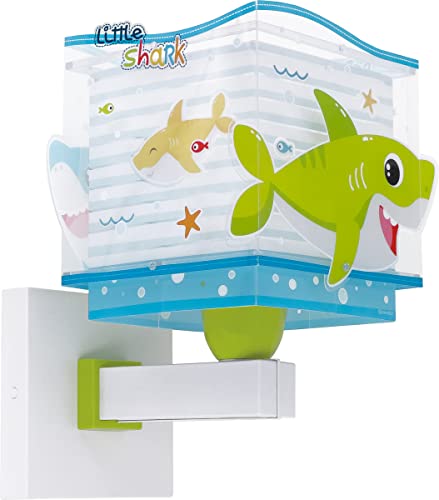Dalber kinder Wandlampe, Kinderlampe Wandleuchte, kinderzimmer Little Shark Haie Tiere, kinder zimmer leuchte lampenschirm, 63479, E27 von Dalber