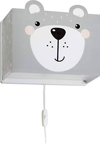 Dalber kinder Wandlampe, Kinderlampe Wandleuchte, kinderzimmer Little Teddy Bär Tiere, grau, 64578, E27 von Dalber